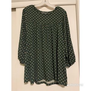 Suzanne Betro Weekend Forest Green & Ivory Polka Dot Tunic